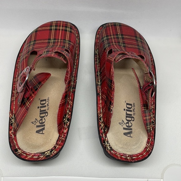 Alergria PG LITE plaid red leather mule shoes -size 36 (US 6 - 6.5) - Picture 2 of 12